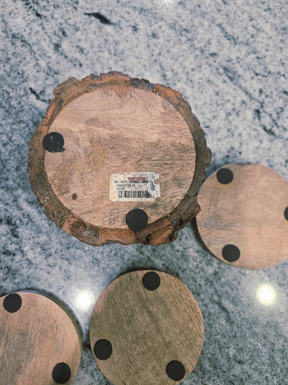 Rustic Tree Bark Wood Coaster Set - Picture 10 of 10